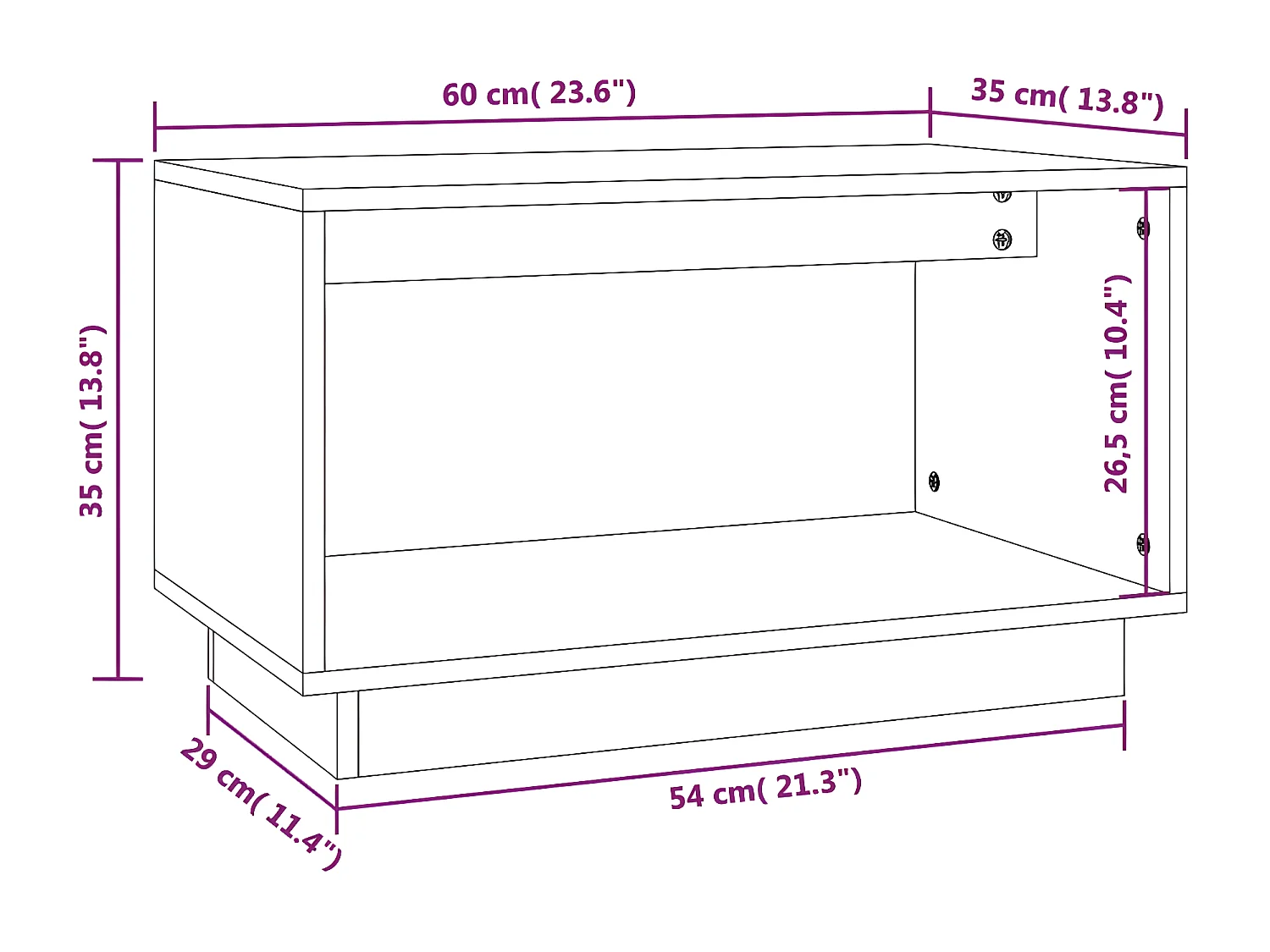 Meuble TV Gris 60x35x35 cm Bois de pin massif