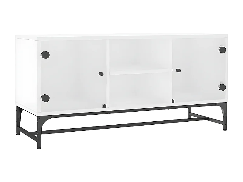 Meuble TV avec portes en verre blanc 102x37x50 cm