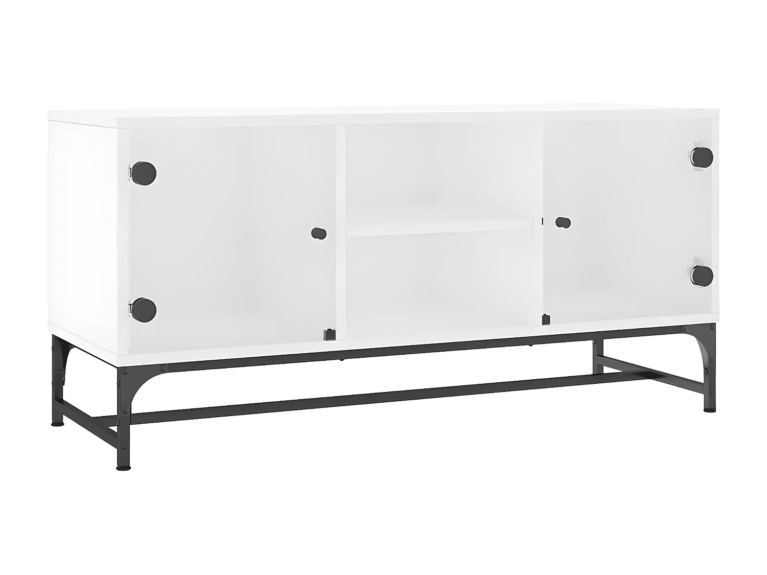 Meuble TV avec portes en verre blanc 102x37x50 cm