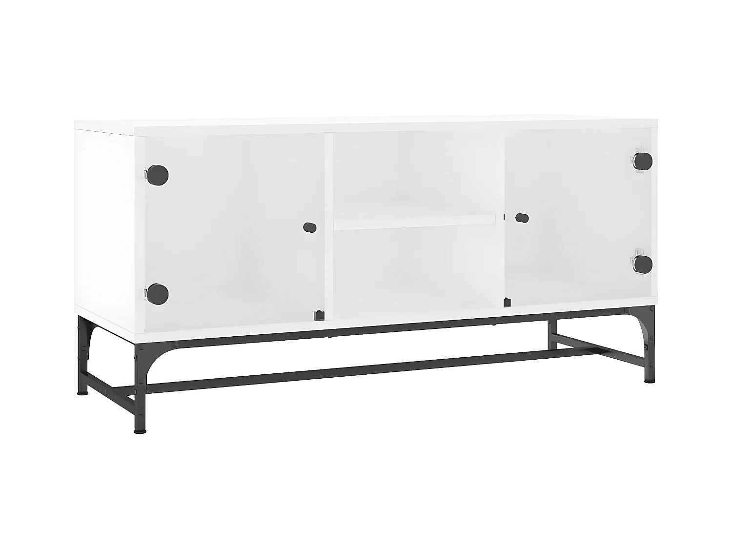 Meuble TV avec portes en verre blanc 102x37x50 cm