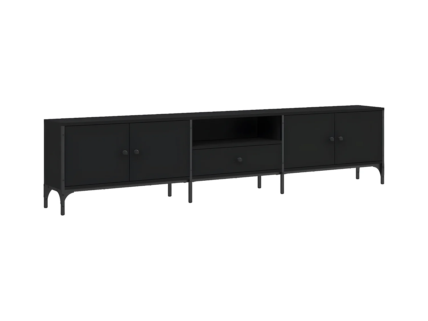 Meuble TV avec tiroir noir 200x25x44 cm bois d'ingénierie