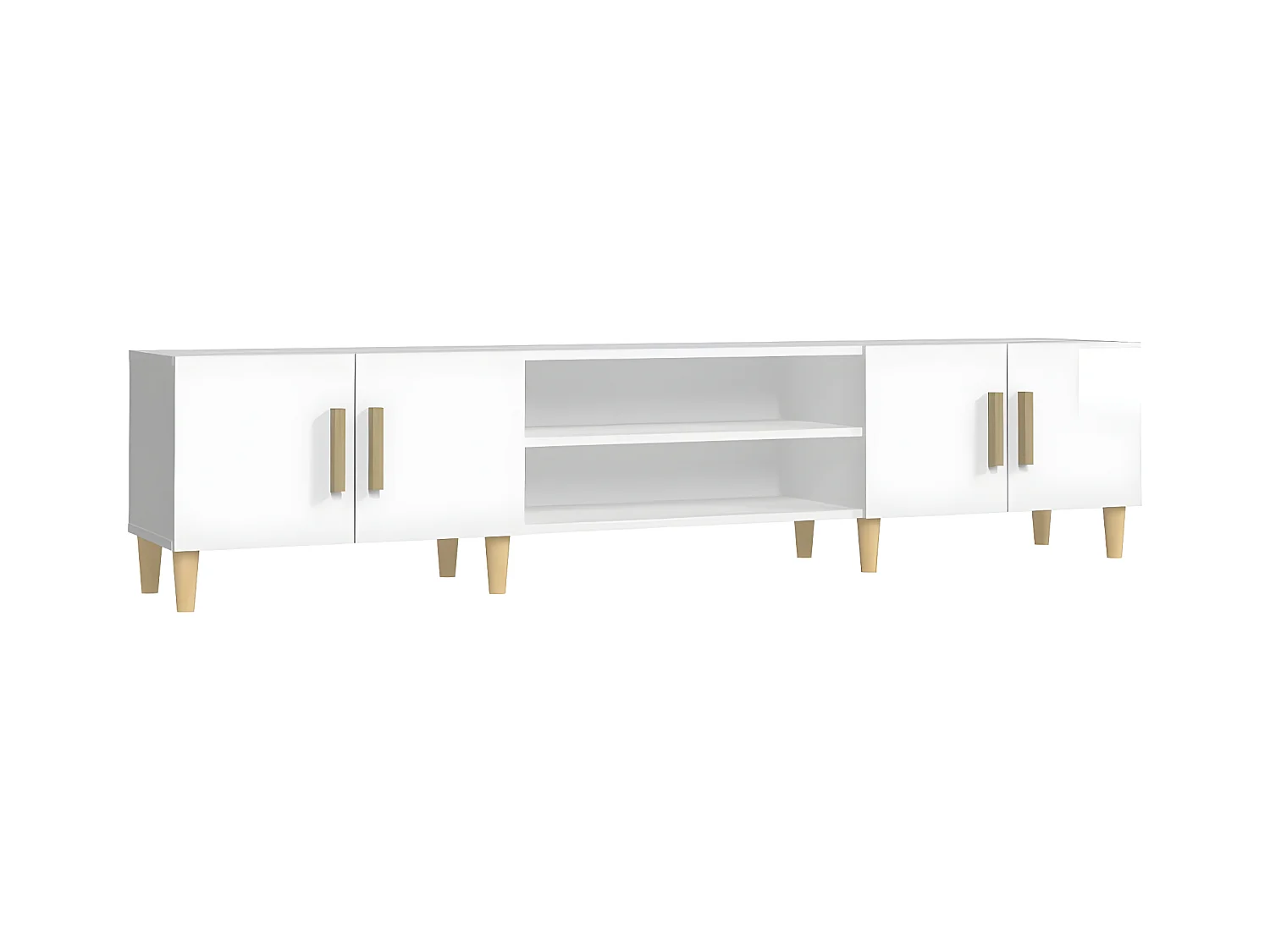 Móvel de TV 180x31,5x40cm derivados de madeira branco brilhante