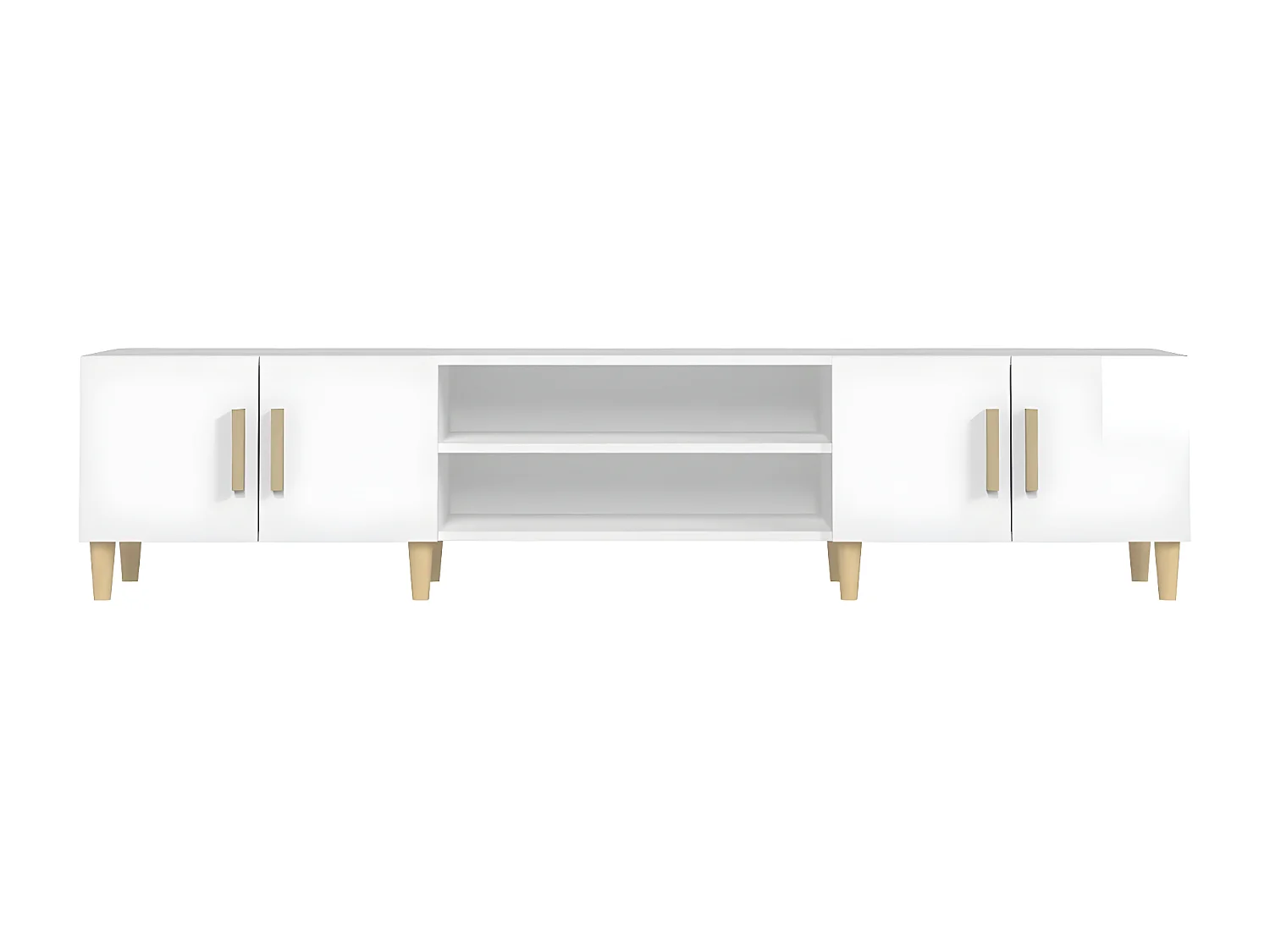 Mueble de TV madera contrachapada blanco brillo 180x31,5x40 cm