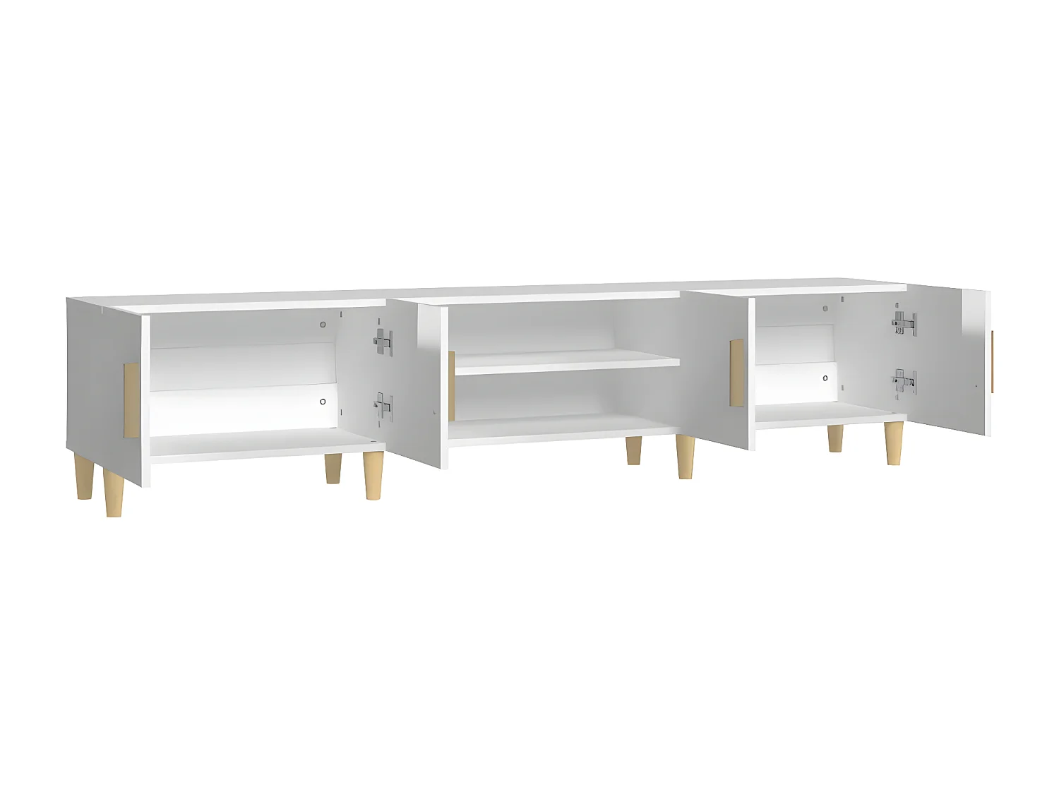 Mueble de TV madera contrachapada blanco brillo 180x31,5x40 cm