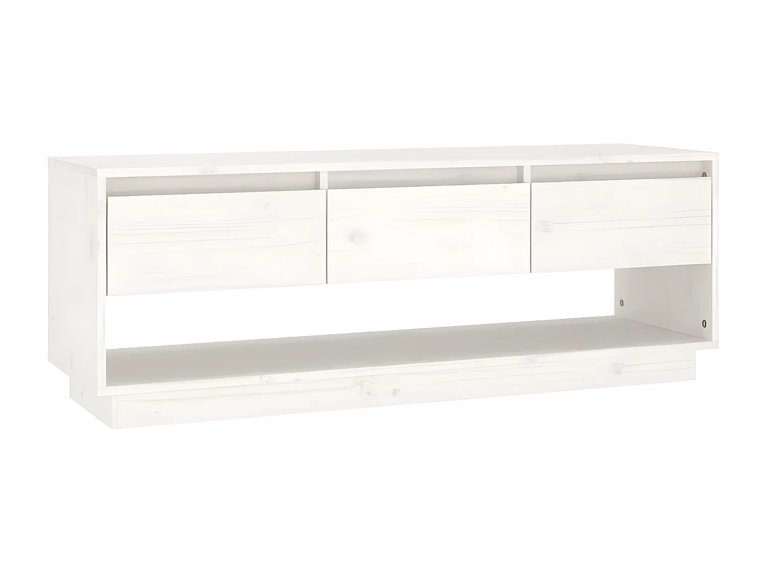 Meuble TV Blanc 110,5x34x40 cm Bois de pin massif