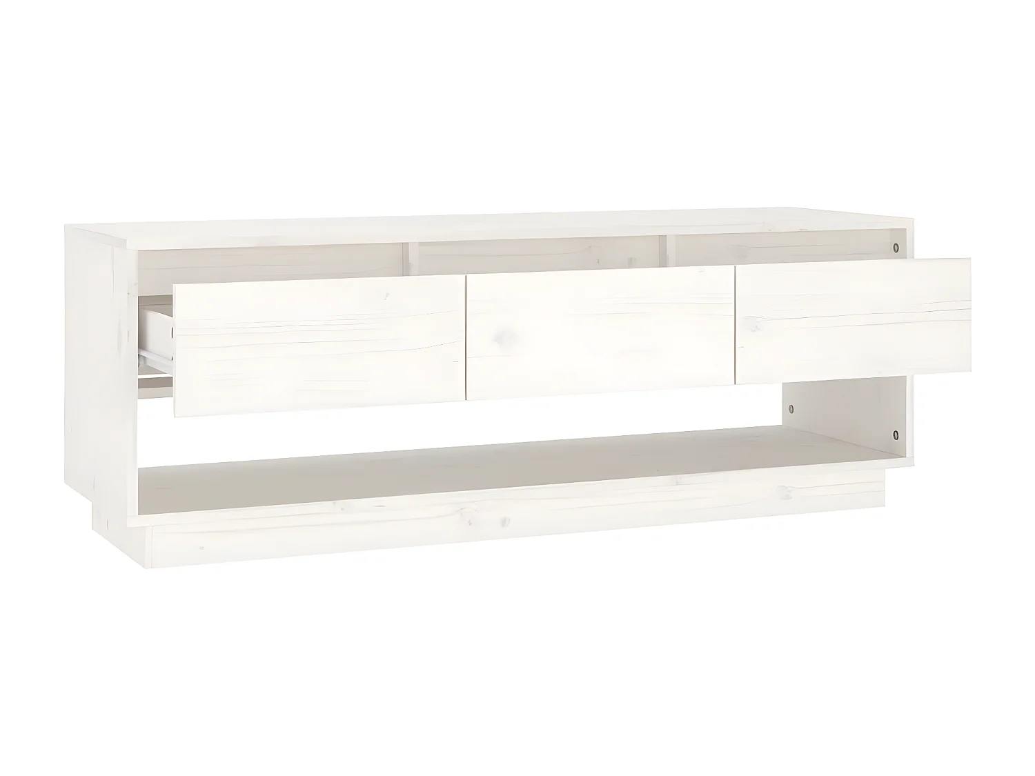 Meuble TV Blanc 110,5x34x40 cm Bois de pin massif