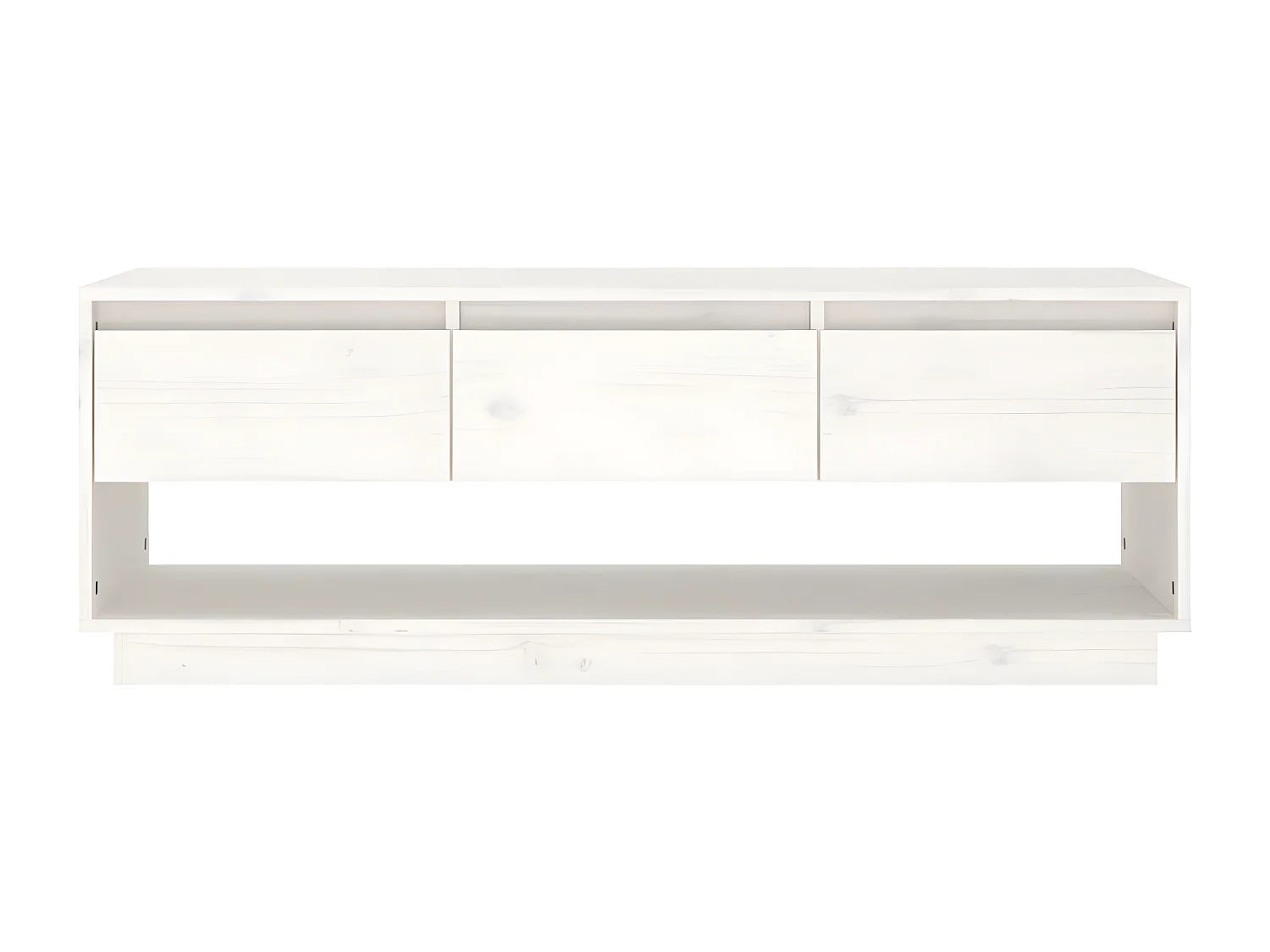 Mueble de TV de madera maciza de pino blanco 110,5x34x40 cm