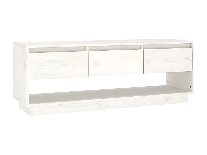 Mueble de TV de madera maciza de pino blanco 110,5x34x40 cm