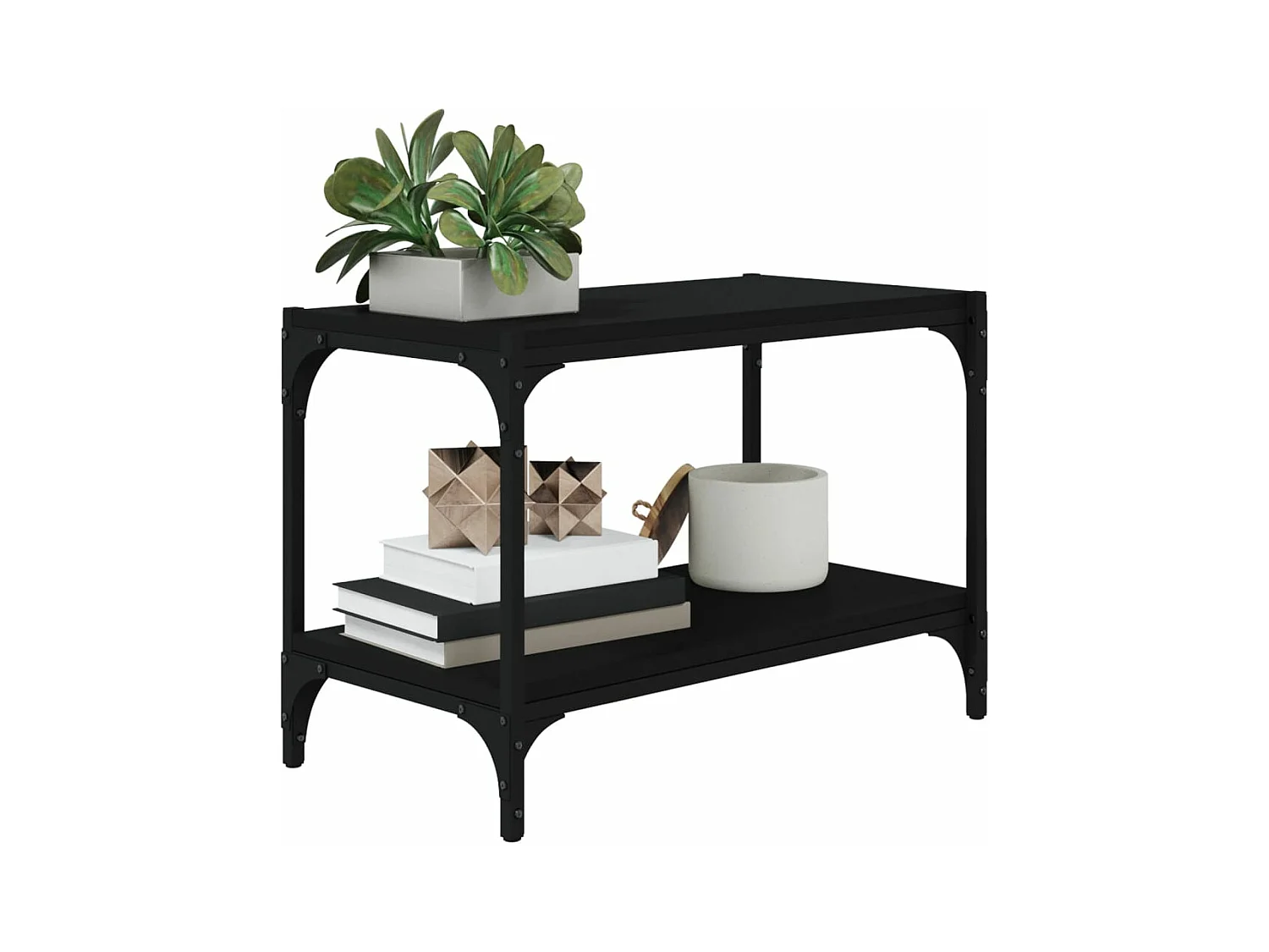 Meuble TV Noir 60x33x41 cm Bois d'ingénierie et acier