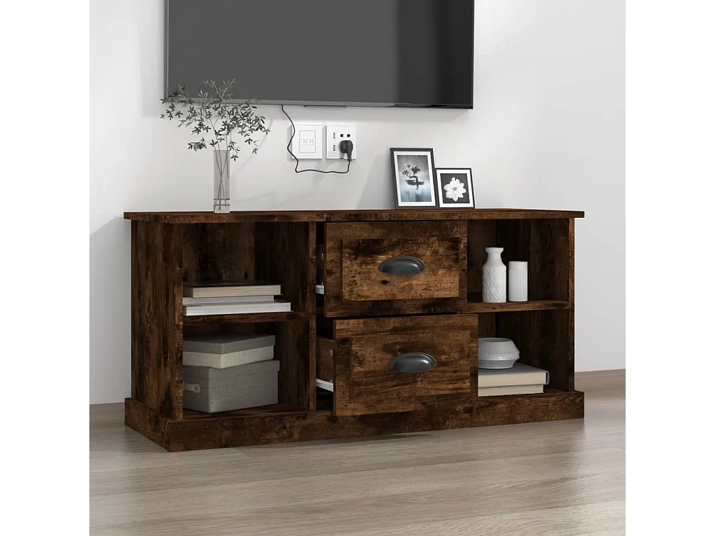 Mueble de TV madera contrachapada roble ahumado 99,5x35,5x48 cm