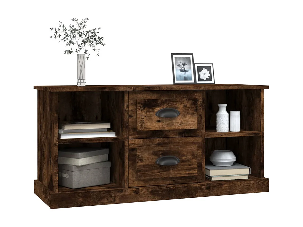 Mueble de TV madera contrachapada roble ahumado 99,5x35,5x48 cm