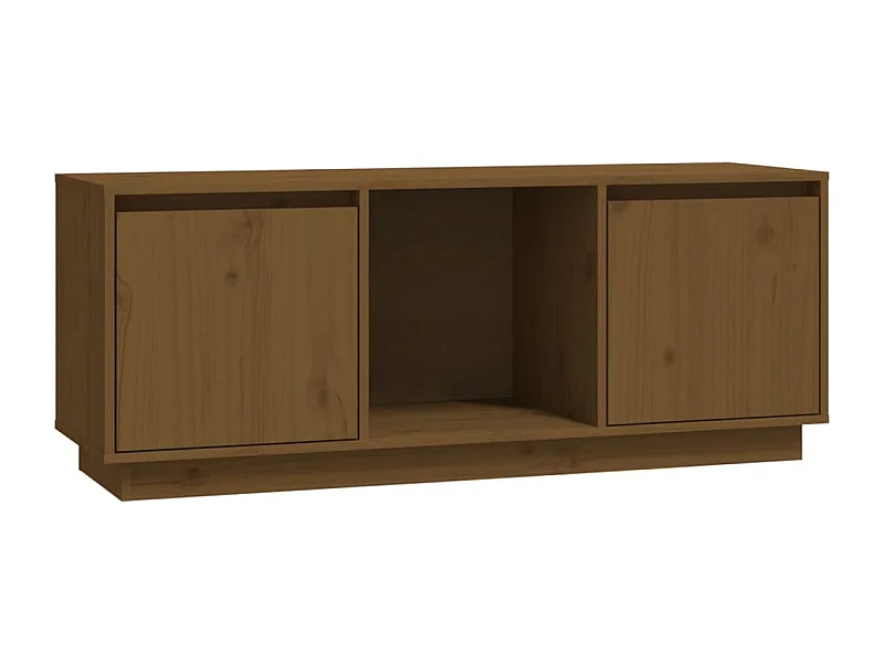 Mueble para TV madera maciza de pino marrón miel 110,5x35x44 cm