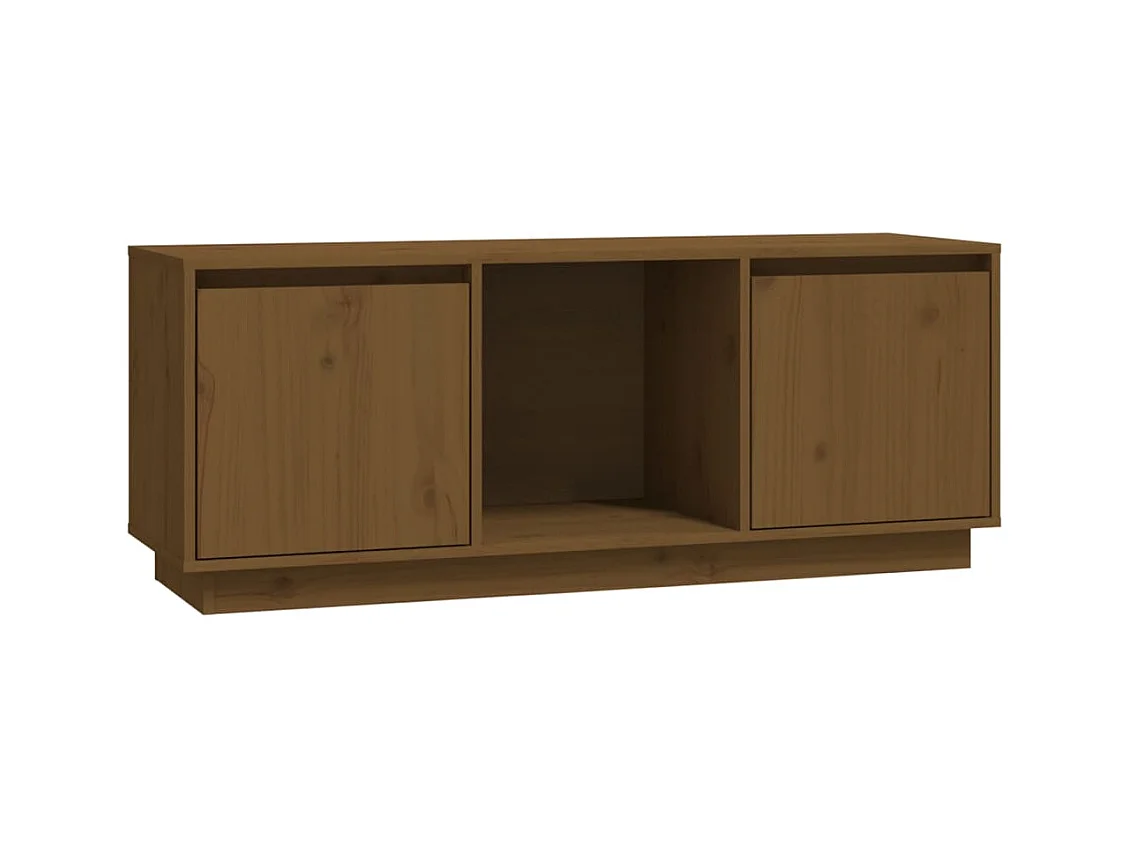 Meuble TV Marron miel 110,5x35x44 cm Bois de pin massif