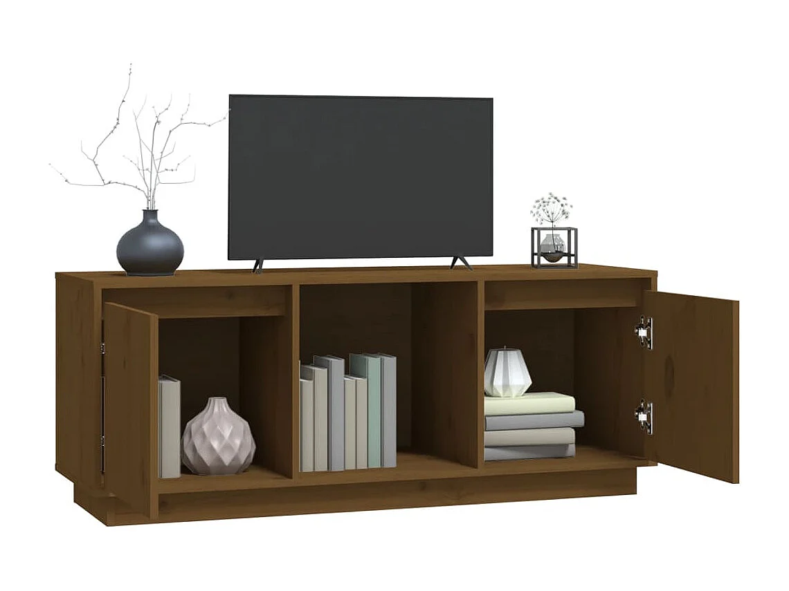 Meuble TV Marron miel 110,5x35x44 cm Bois de pin massif