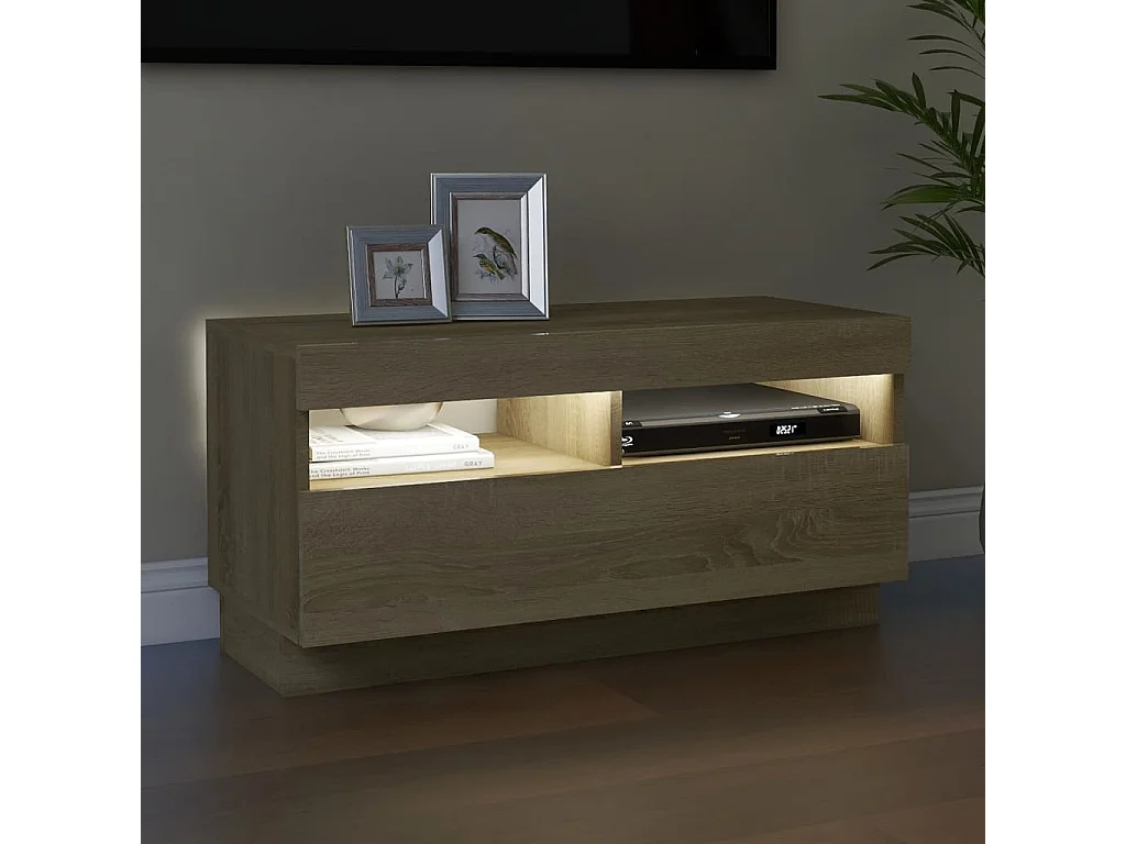 Meuble TV avec lumières LED chêne sonoma 80x35x40 cm