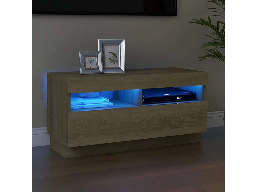 Meuble TV avec lumières LED chêne sonoma 80x35x40 cm