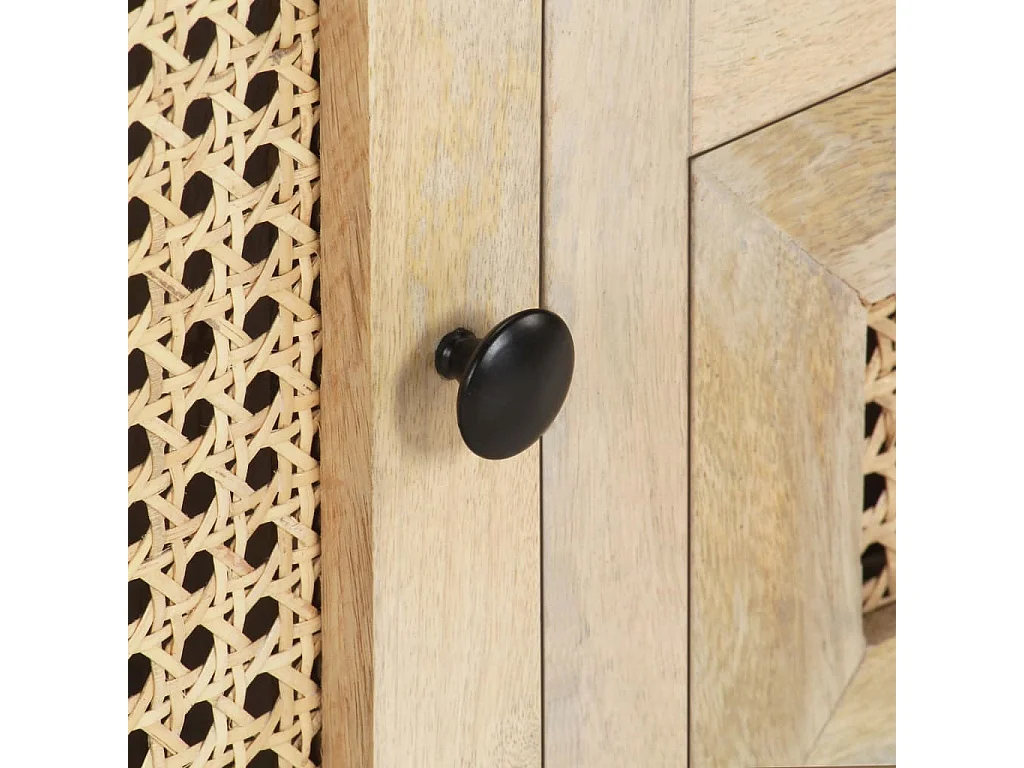 Mueble para TV madera maciza mango y caña natural 120x30x40 cm