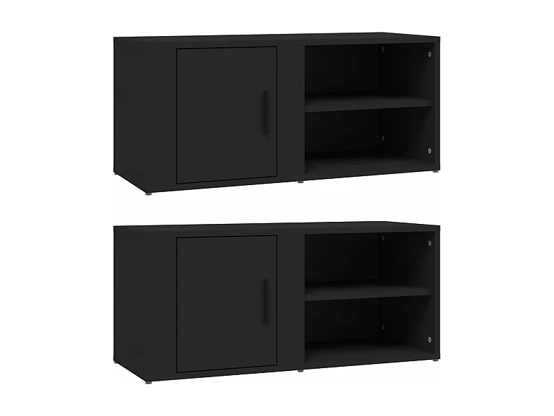 Meubles TV 2 pièces Noir 80x31,5x36 cm Bois d'ingénierie