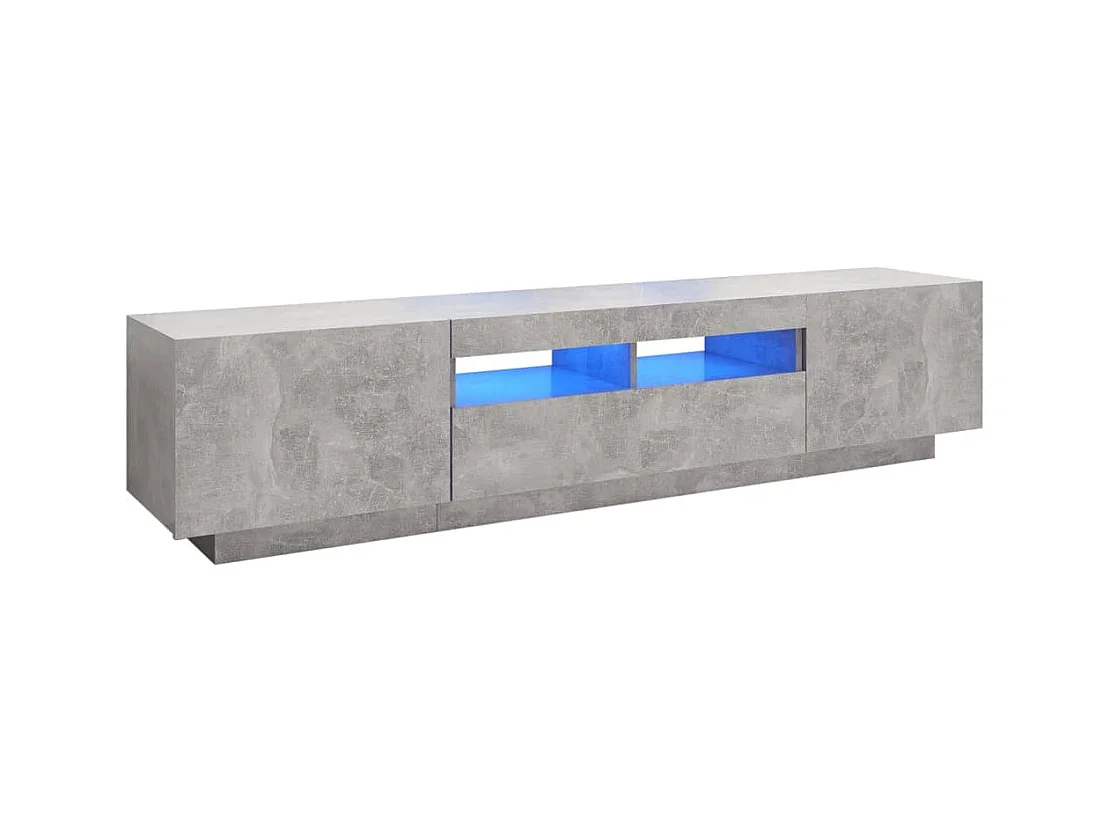 Meuble TV avec lumières LED Gris béton 180x35x40 cm