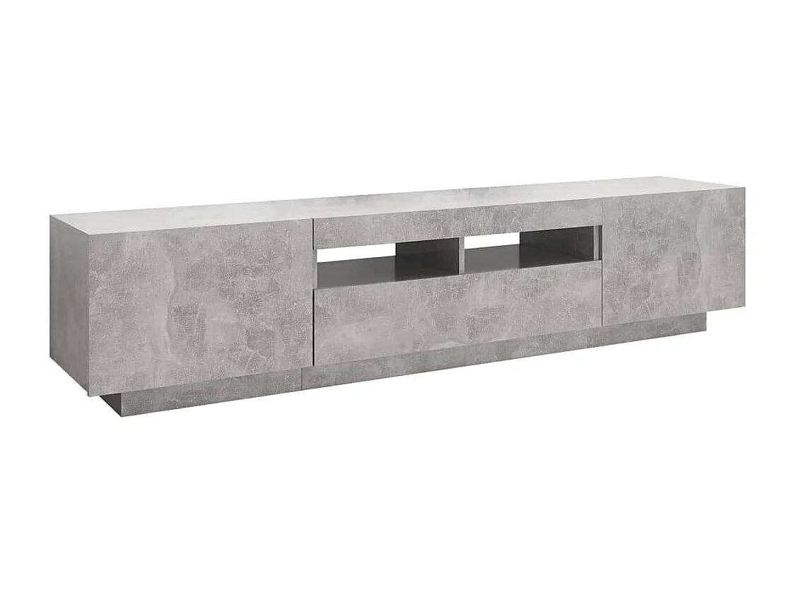 Meuble TV avec lumières LED Gris béton 180x35x40 cm