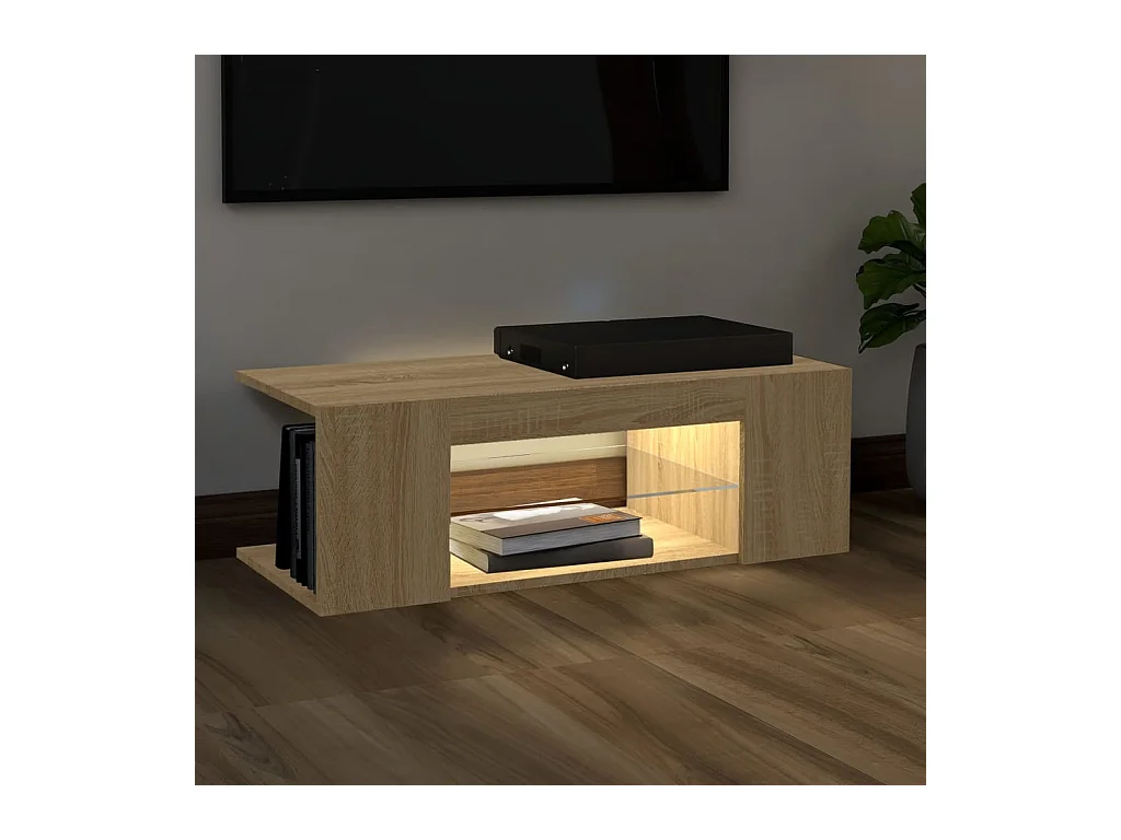 Meuble TV avec lumières LED chêne sonoma 90x39x30 cm