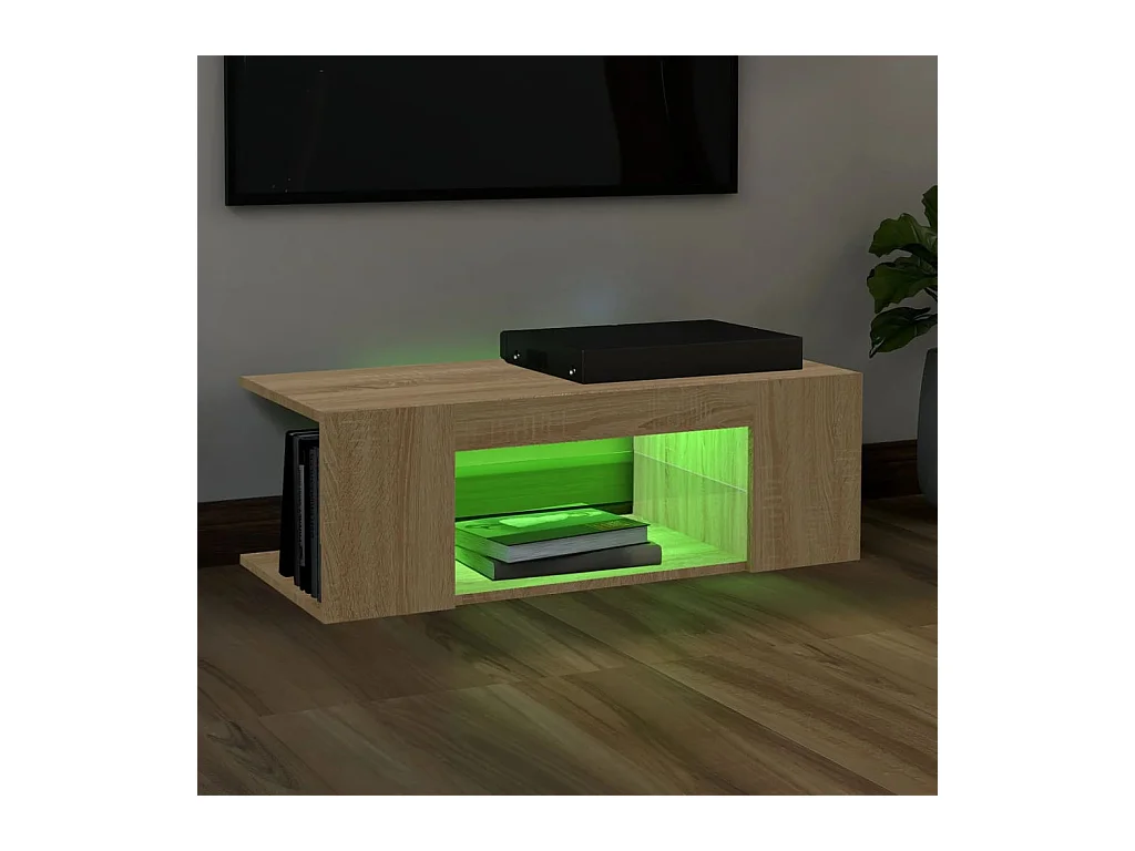 Meuble TV avec lumières LED chêne sonoma 90x39x30 cm