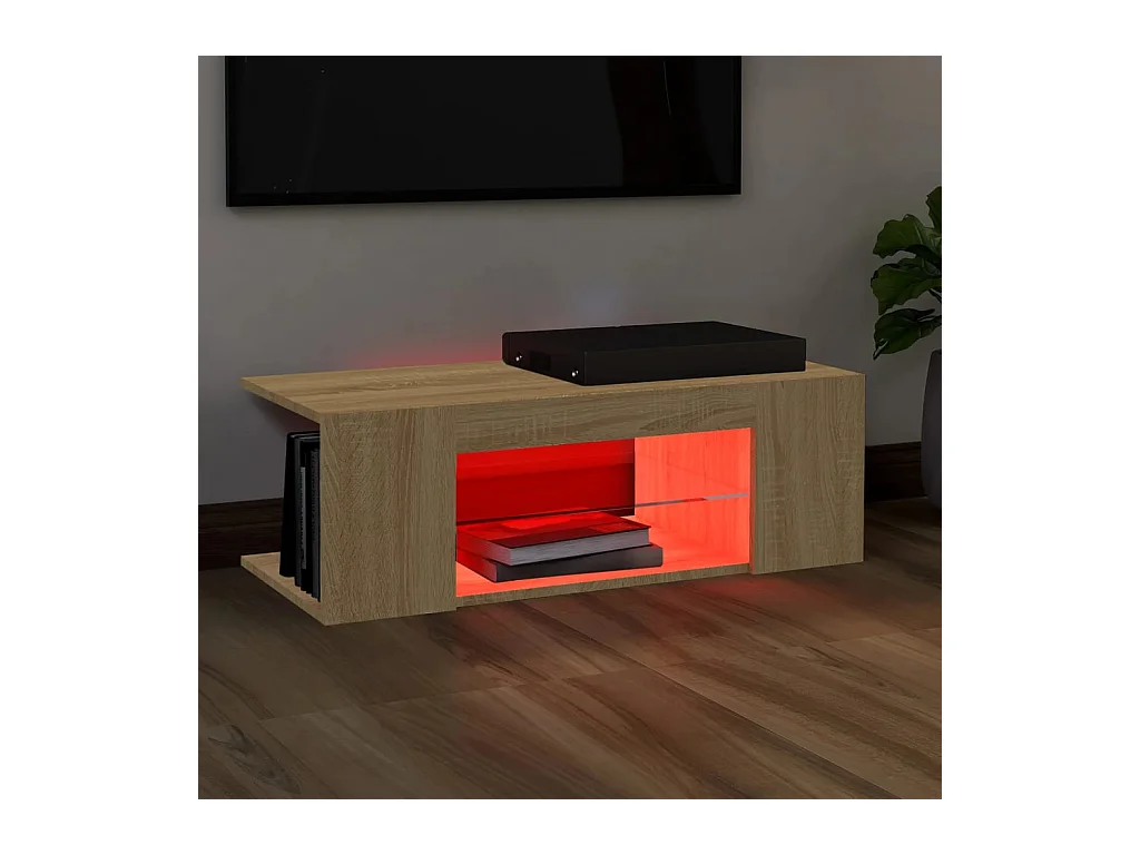 Meuble TV avec lumières LED chêne sonoma 90x39x30 cm