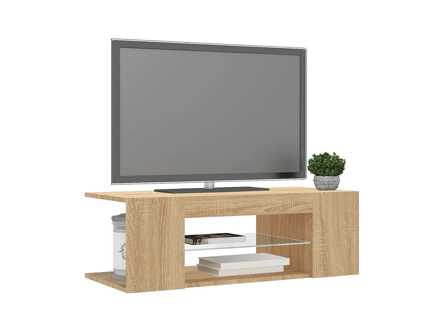 Meuble TV avec lumières LED chêne sonoma 90x39x30 cm