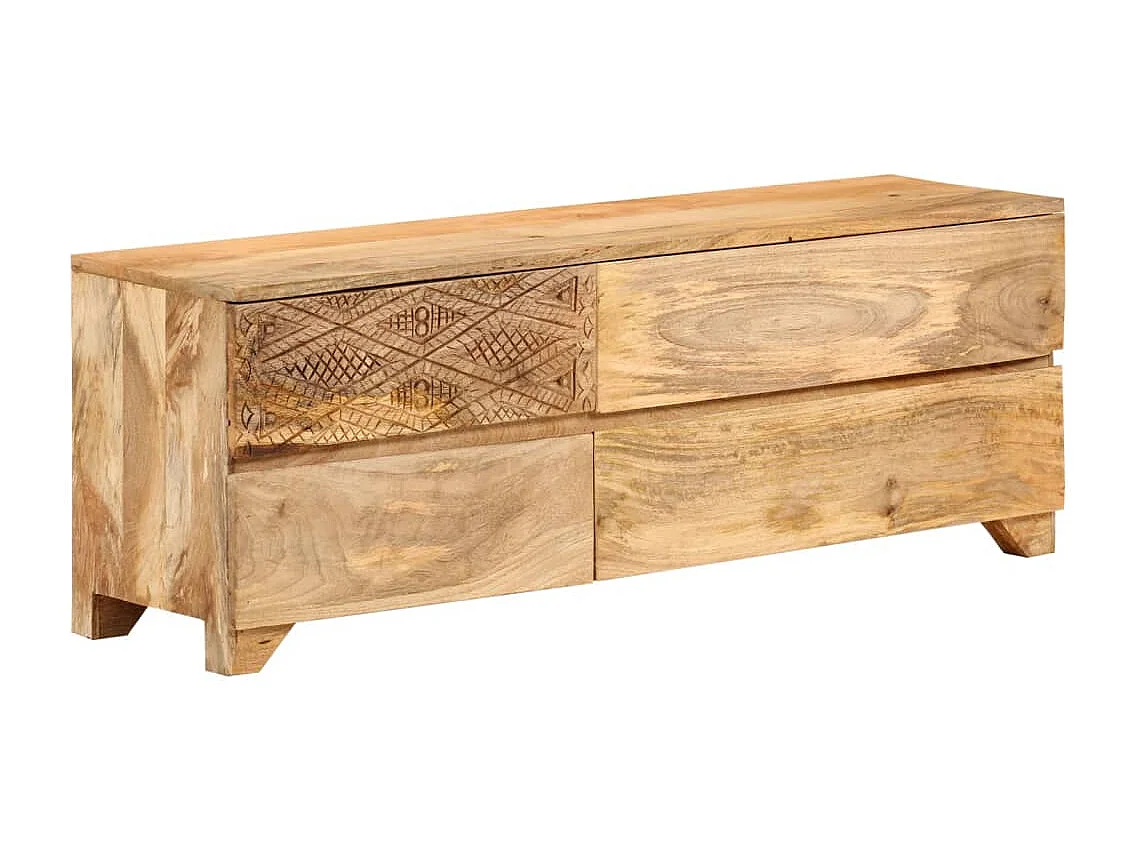 Meuble TV Bois de manguier solide 110x30x40 cm