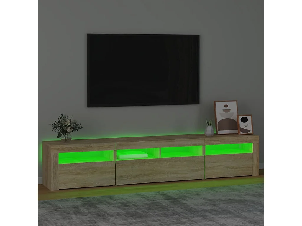 Móvel de TV com luzes LED 210x35x40 cm carvalho sonoma
