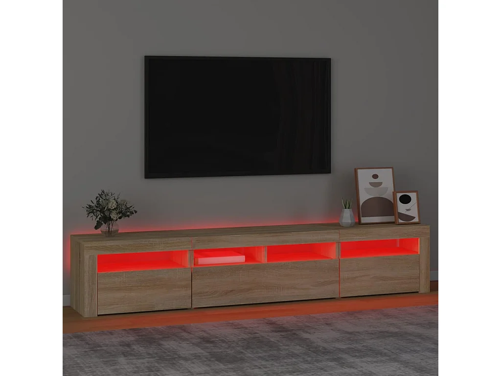Móvel de TV com luzes LED 210x35x40 cm carvalho sonoma