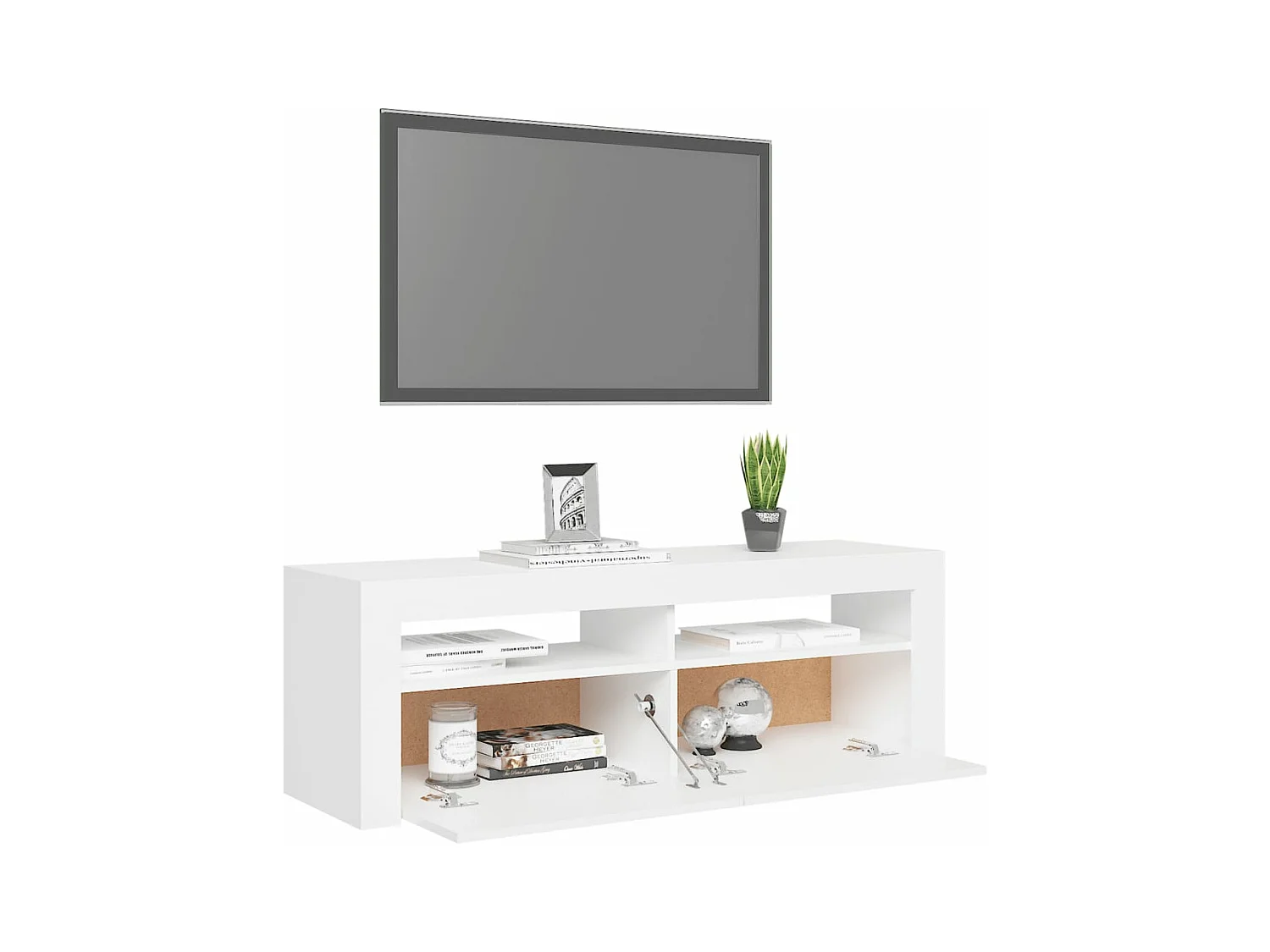 Meuble TV avec lumières LED blanc 120x35x40 cm
