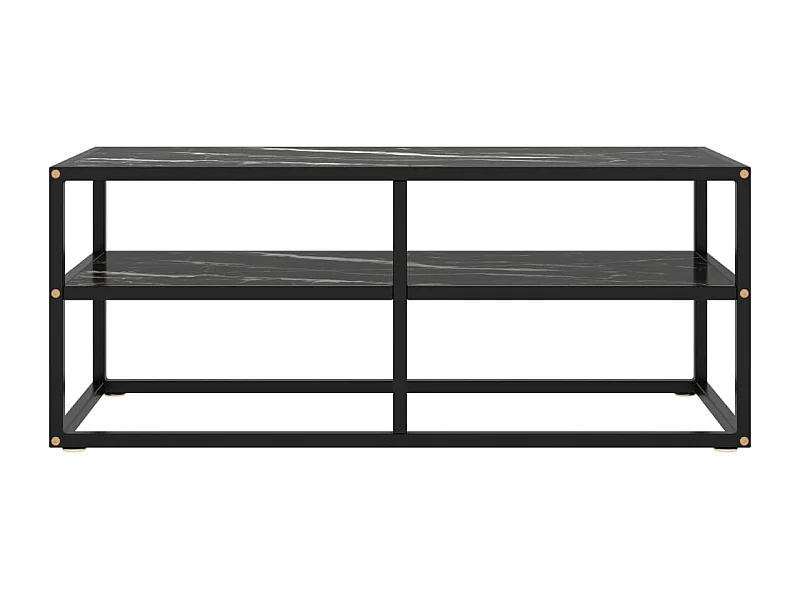 Meuble TV noir avec verre marbre noir 100x40x40 cm