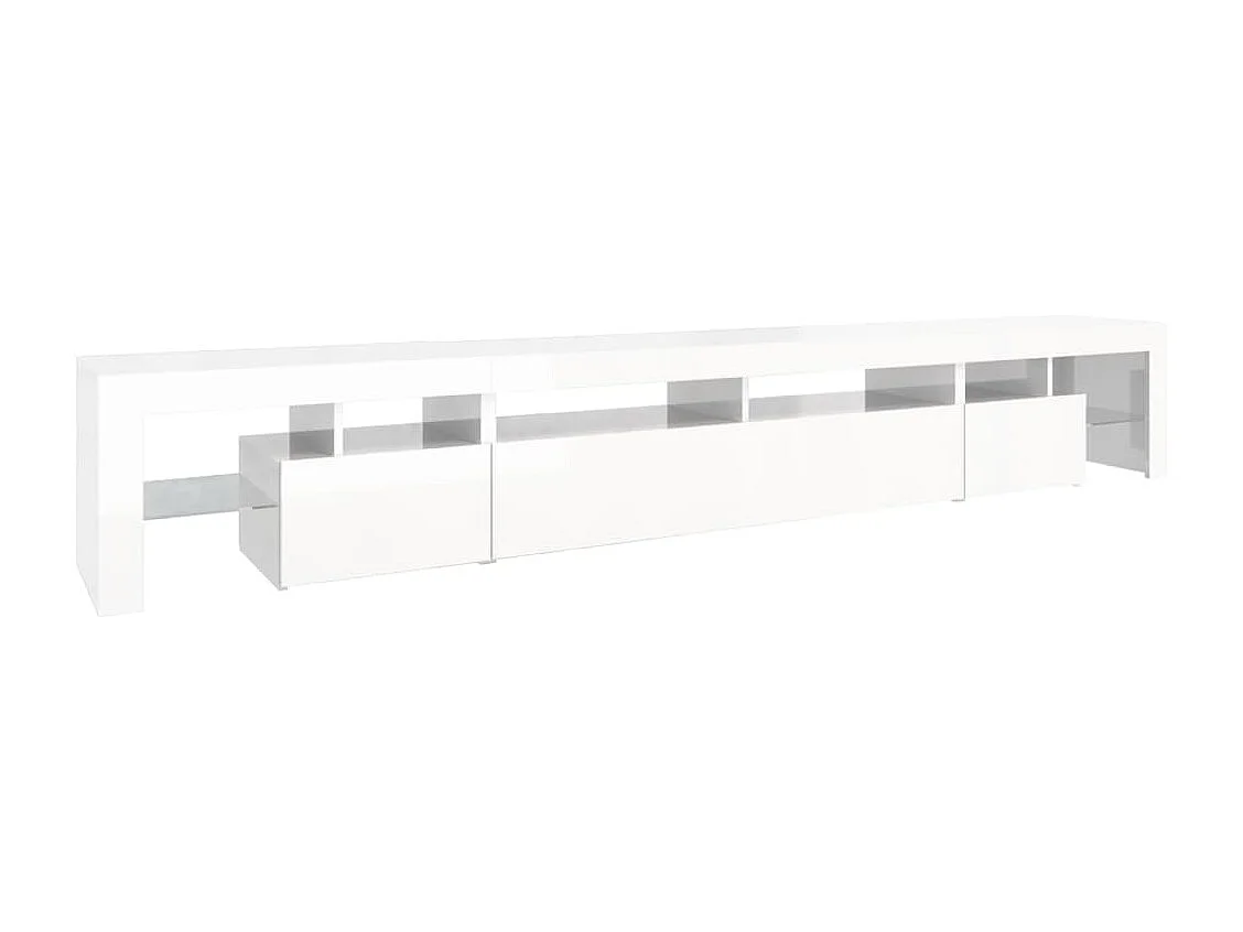 Meuble TV avec lumières LED Blanc brillant 260x36,5x40 cm