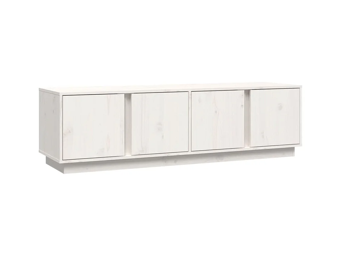 Mueble de TV madera maciza de pino blanco 140x40x40 cm