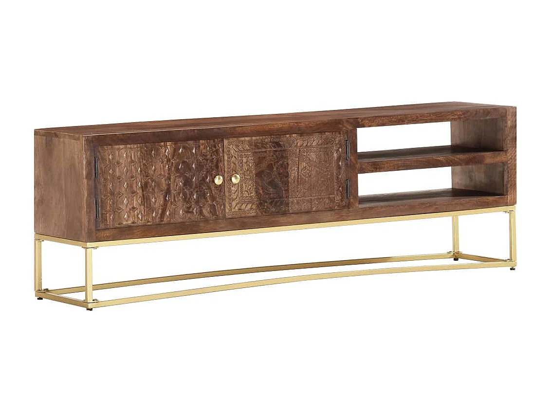 Meuble TV 138x30x46 cm Bois massif de manguier