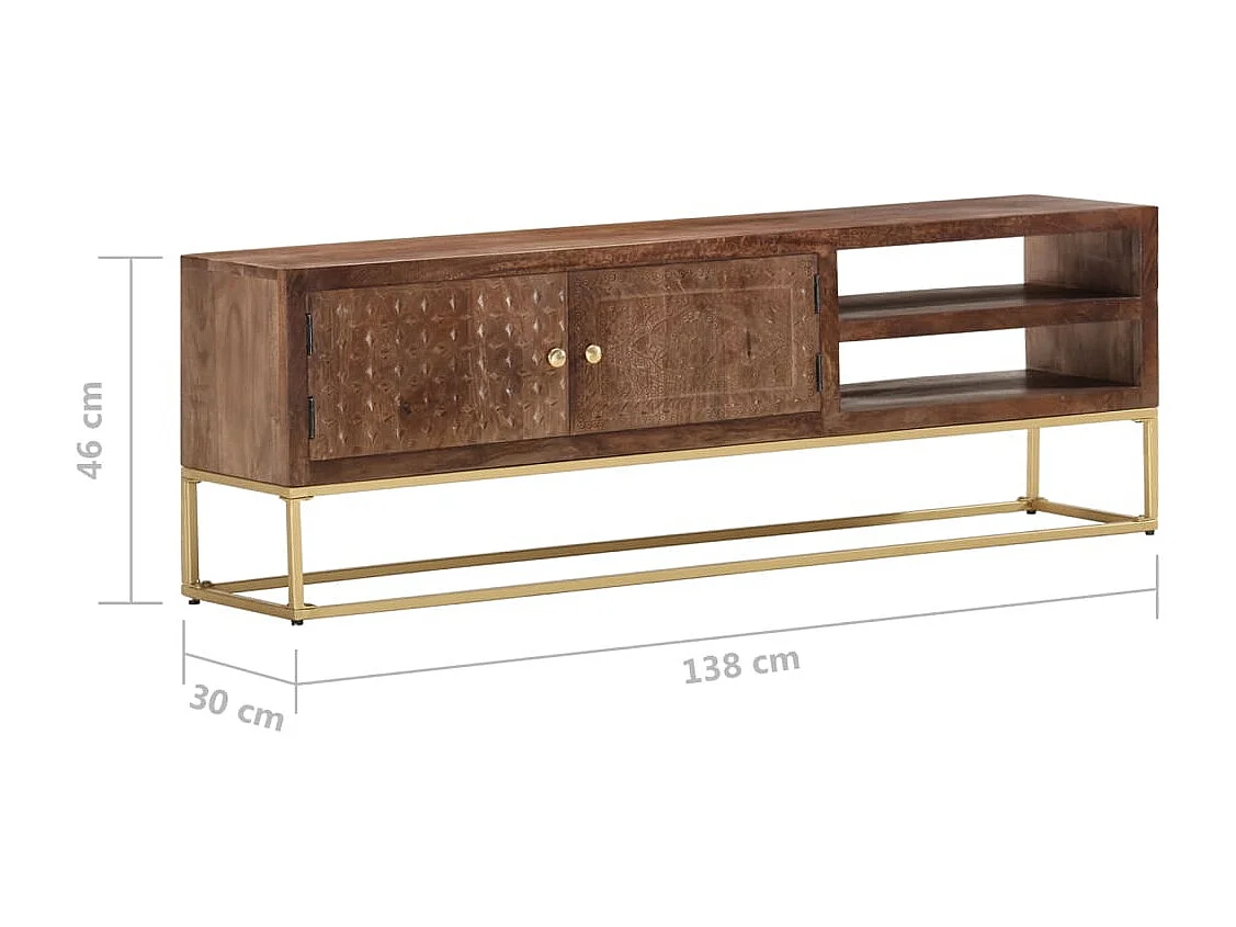 Meuble TV 138x30x46 cm Bois massif de manguier