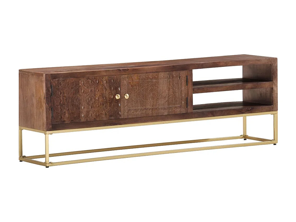 Meuble TV 138x30x46 cm Bois massif de manguier