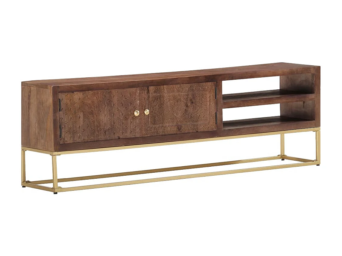 Meuble TV 138x30x46 cm Bois massif de manguier