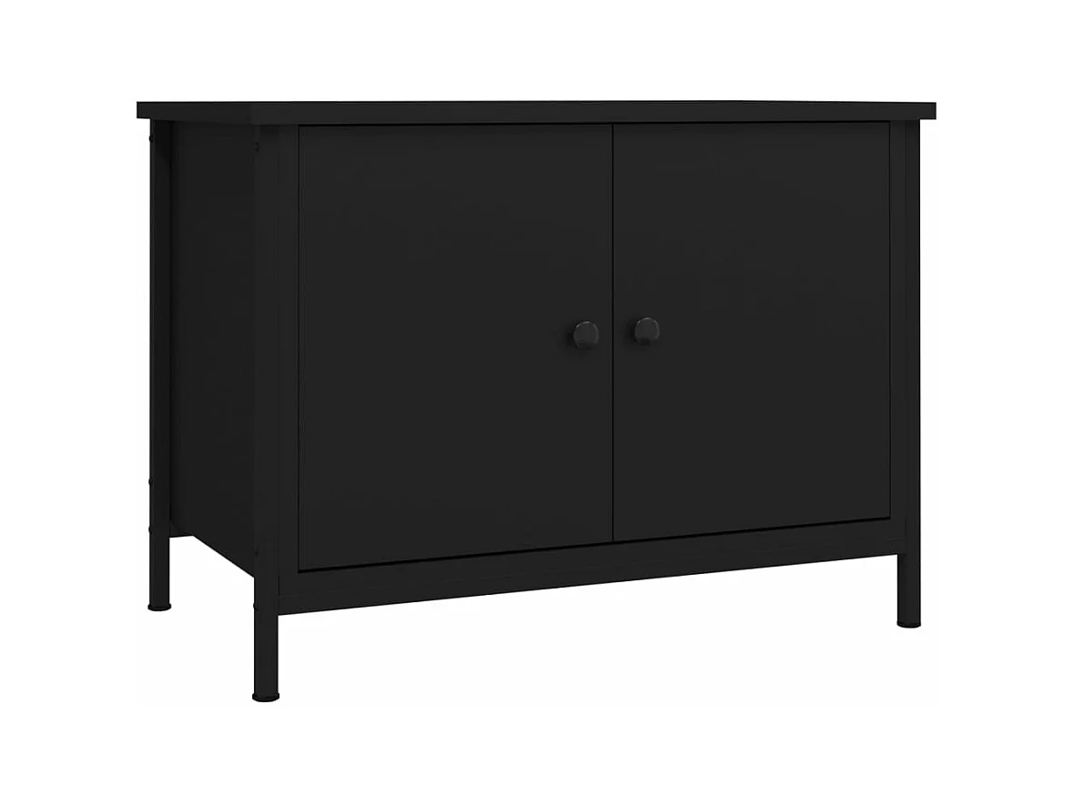 Meuble TV avec portes noir 60x35x45 cm bois d'ingénierie