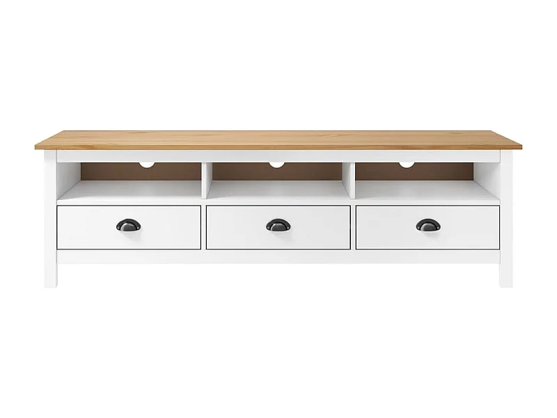 Mueble de TV Hill madera maciza de pino blanco 158x40x47 cm
