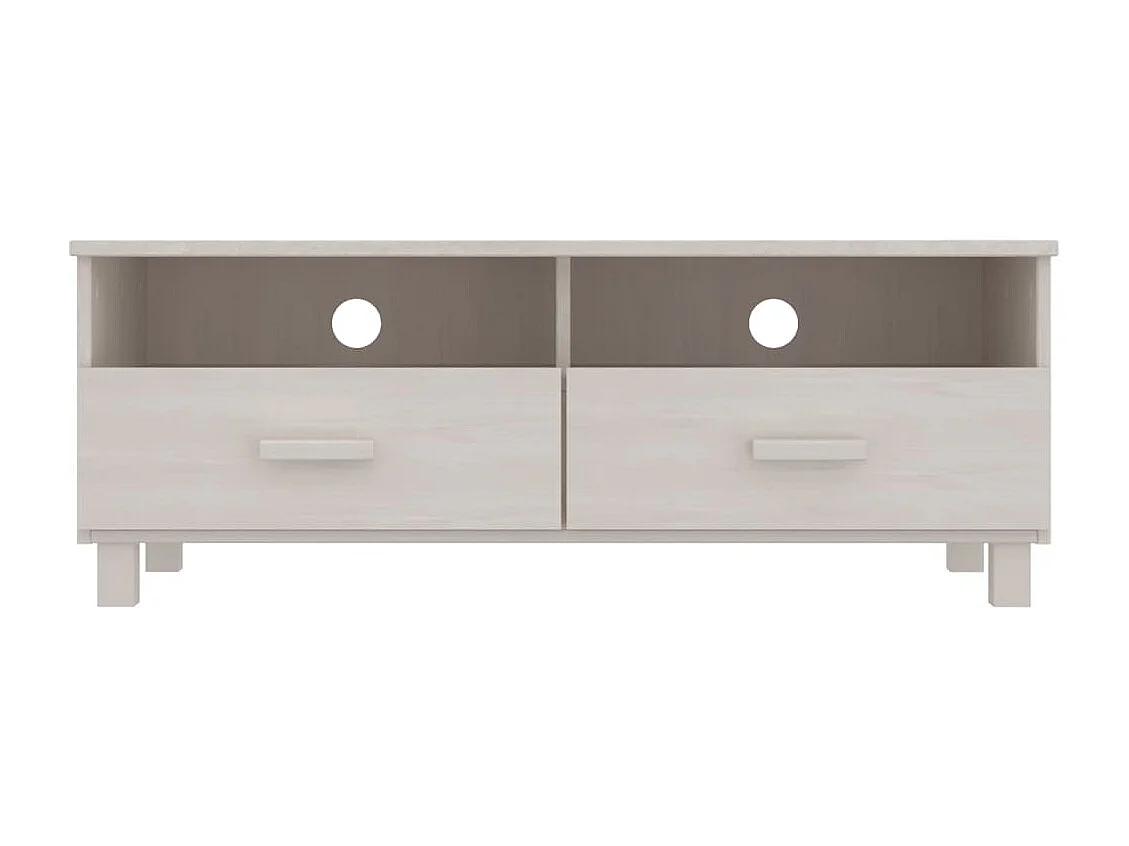 Meuble TV HAMAR Blanc 106x40x40 cm Bois massif de pin