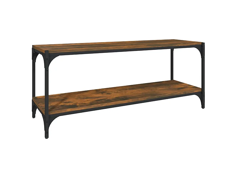 Meuble TV Chêne fumé 100x33x41 cm Bois d'ingénierie et acier