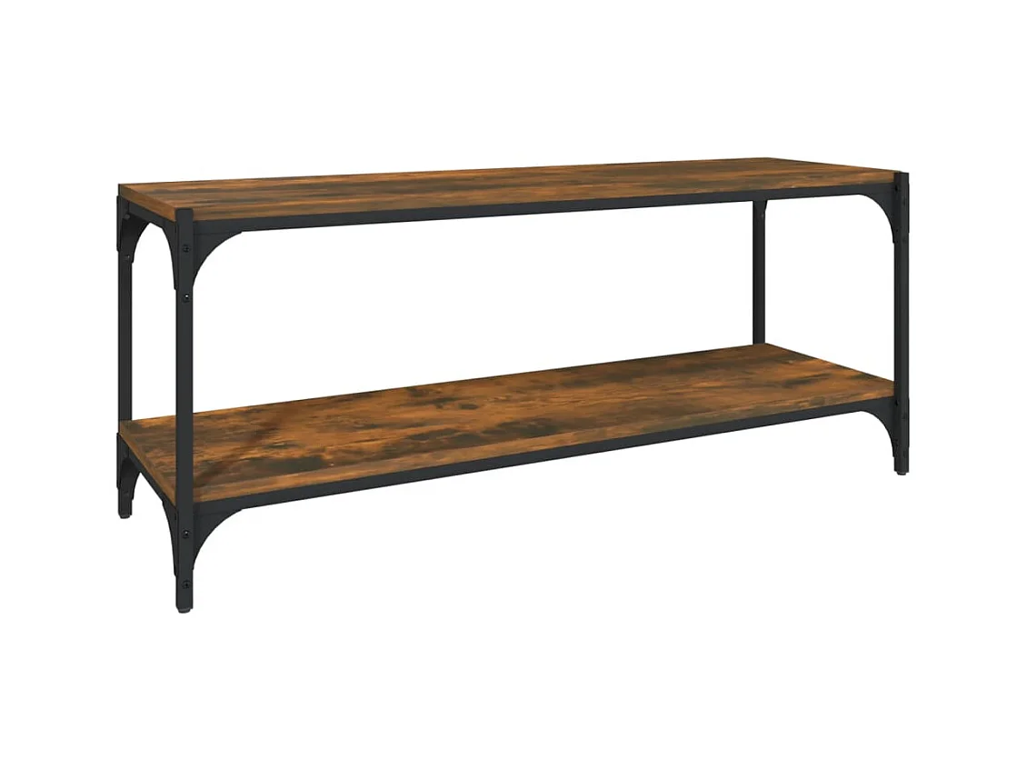 Meuble TV Chêne fumé 100x33x41 cm Bois d'ingénierie et acier