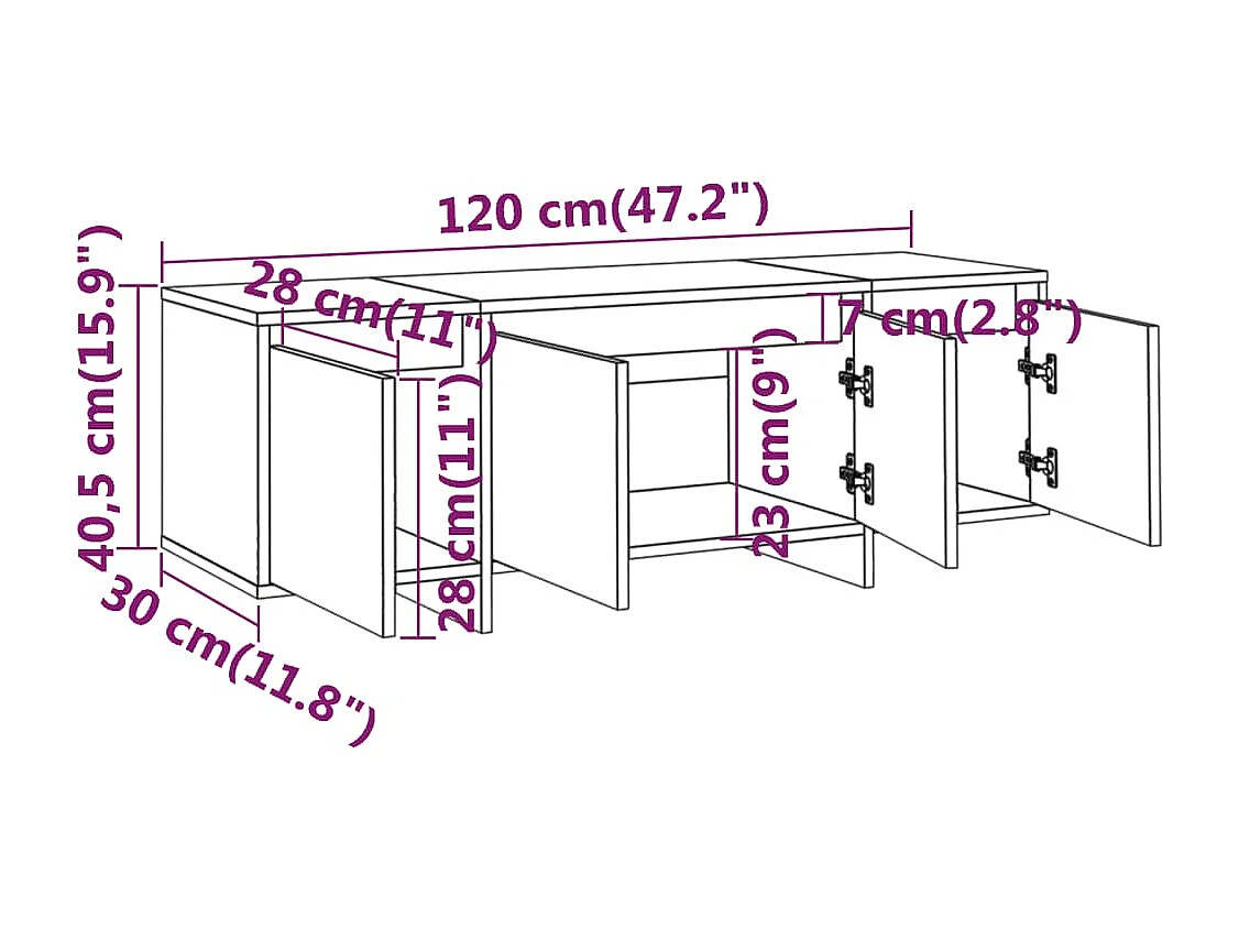 Meuble TV Chêne sonoma 120x30x40,5 cm Aggloméré