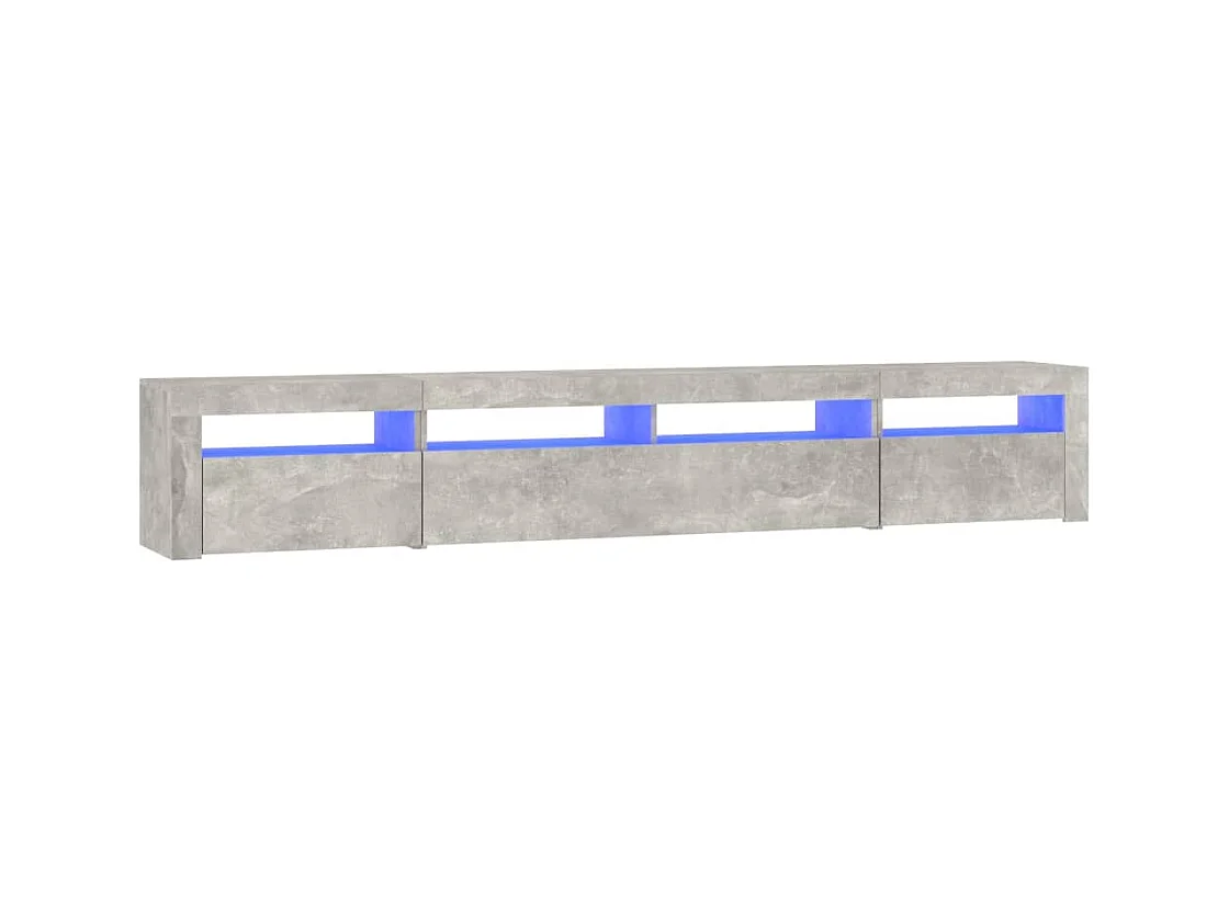 Meuble TV avec lumières LED Gris béton 240x35x40 cm