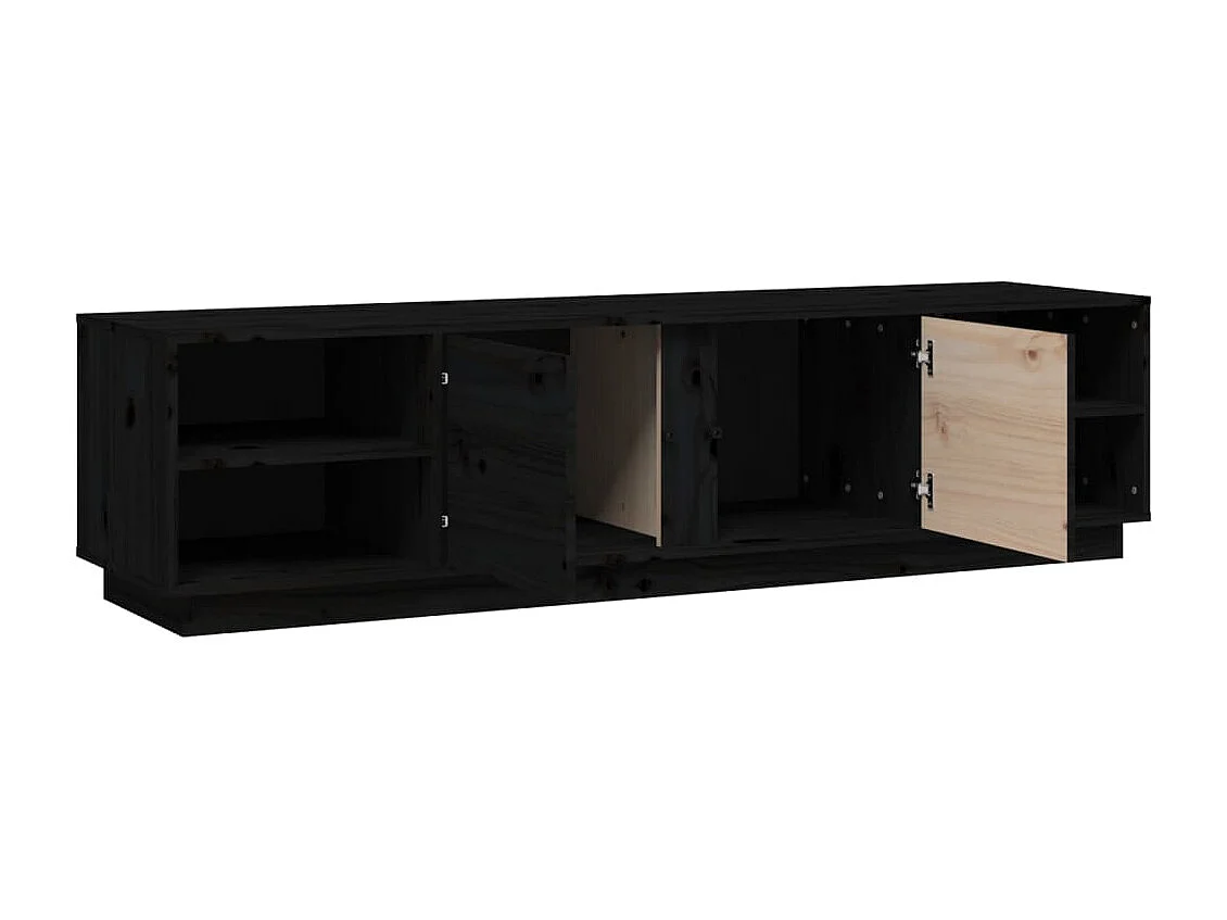 Meuble TV Noir 156x40x40 cm Bois de pin massif