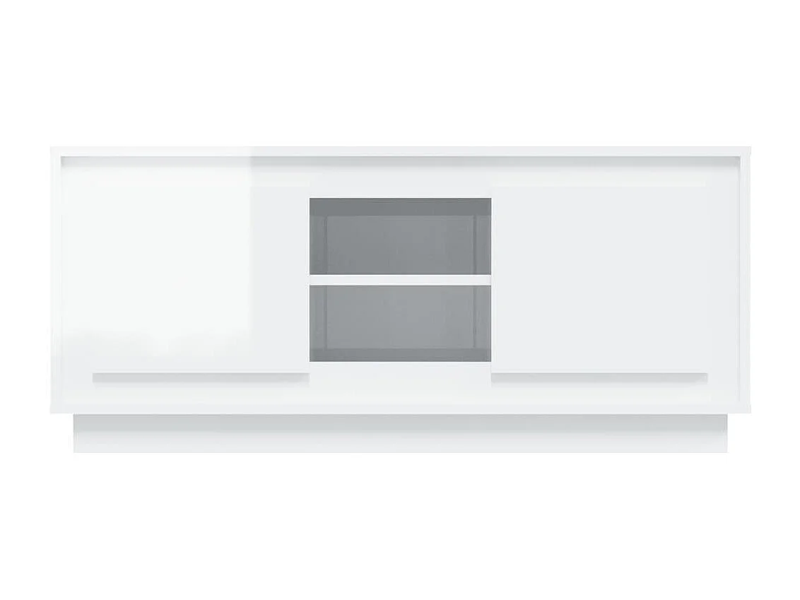 Meuble TV blanc brillant 102x35x45 cm bois d'ingénierie