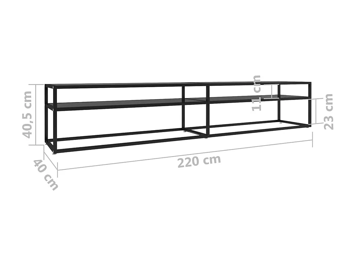 Mueble para TV vidrio templado negro 220x40x40,5 cm