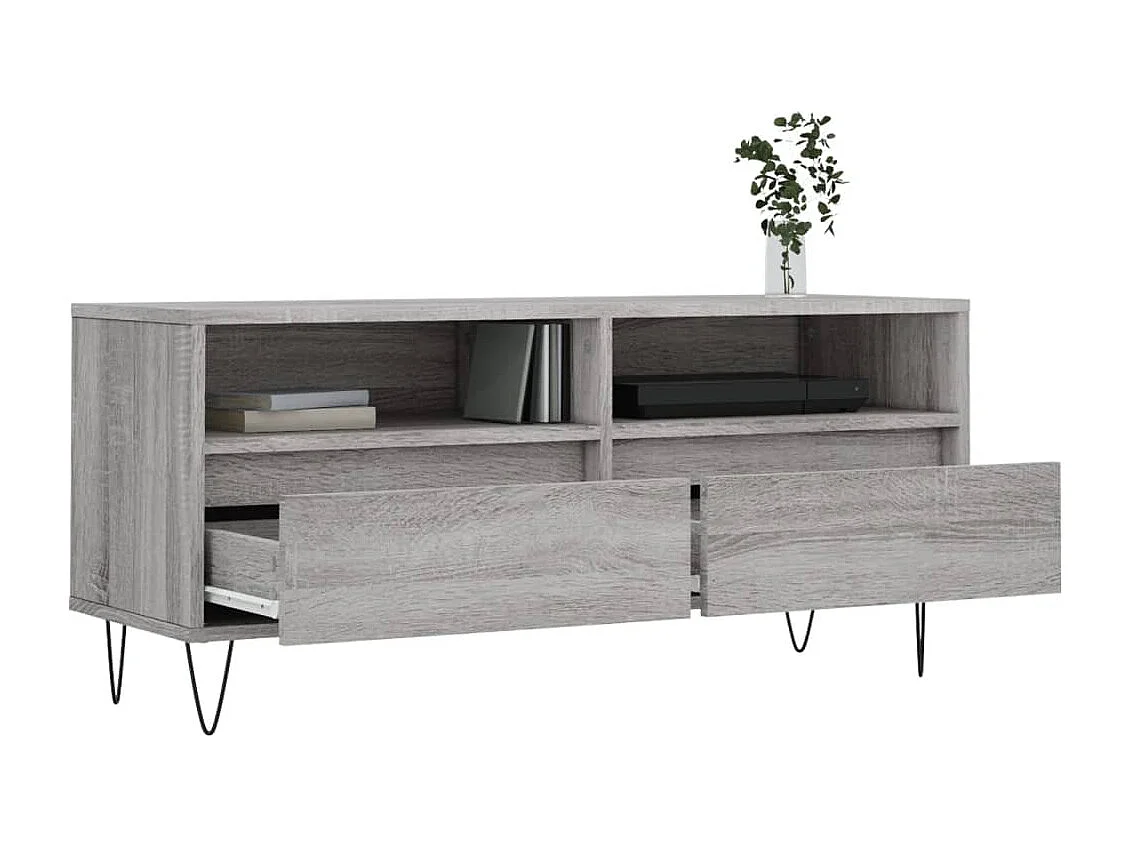 Meuble TV sonoma gris 100x34,5x44,5 cm bois d'ingénierie